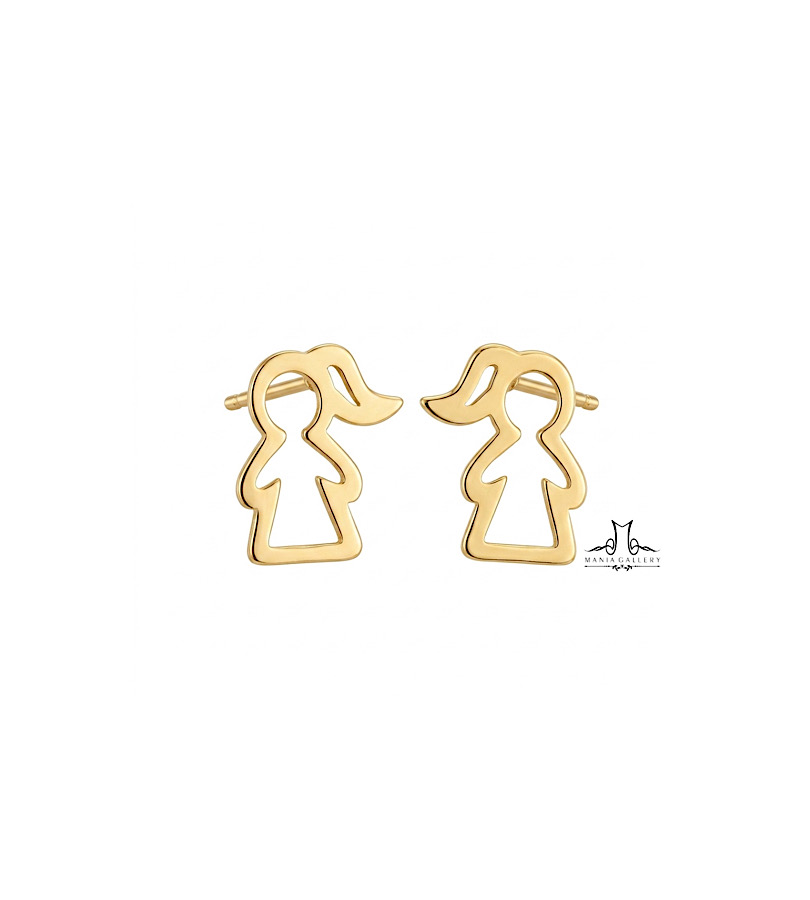 گوشواره طلا میخی طرح دختر